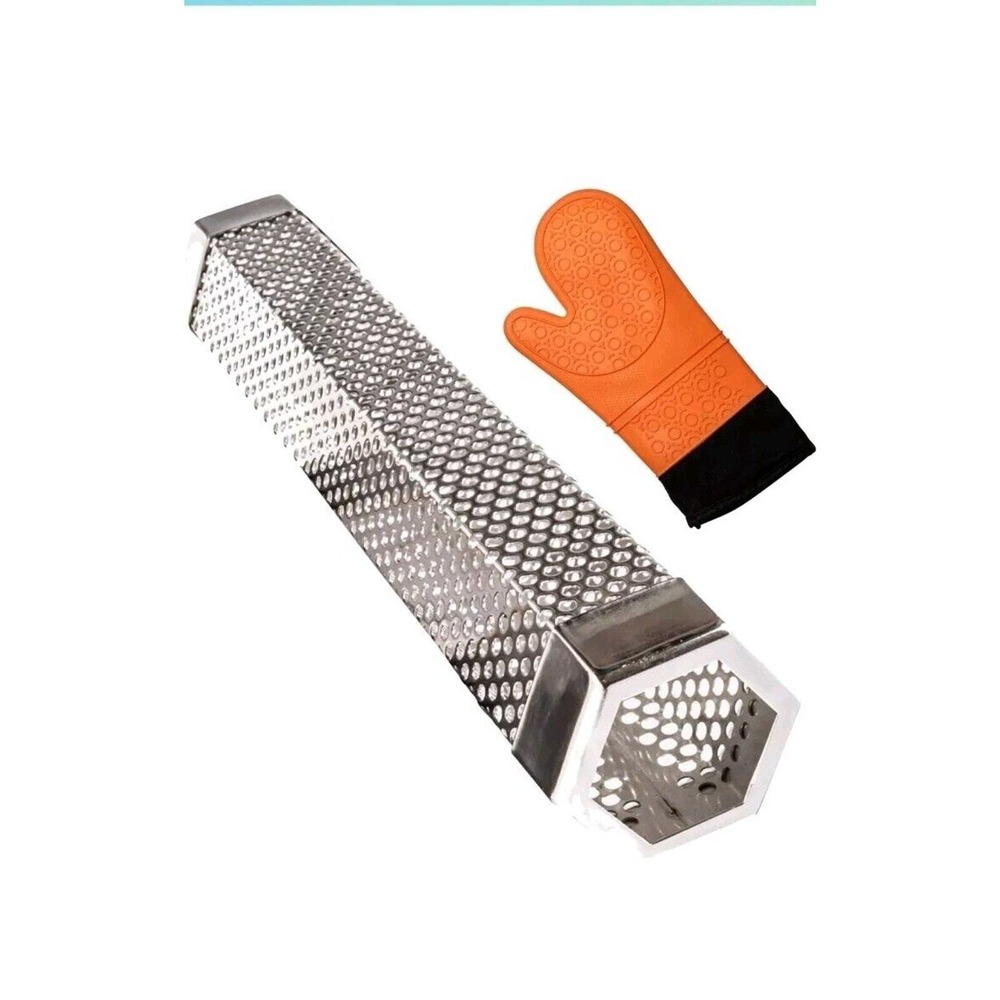 12 Inch Pellet Smoker Tube & Heat Resistant BBQ Glove Stainless Steel 304 Set